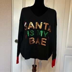 Hooked Up by IOT Christmas “Santa‎ is my Bae”  Sweater Size XL